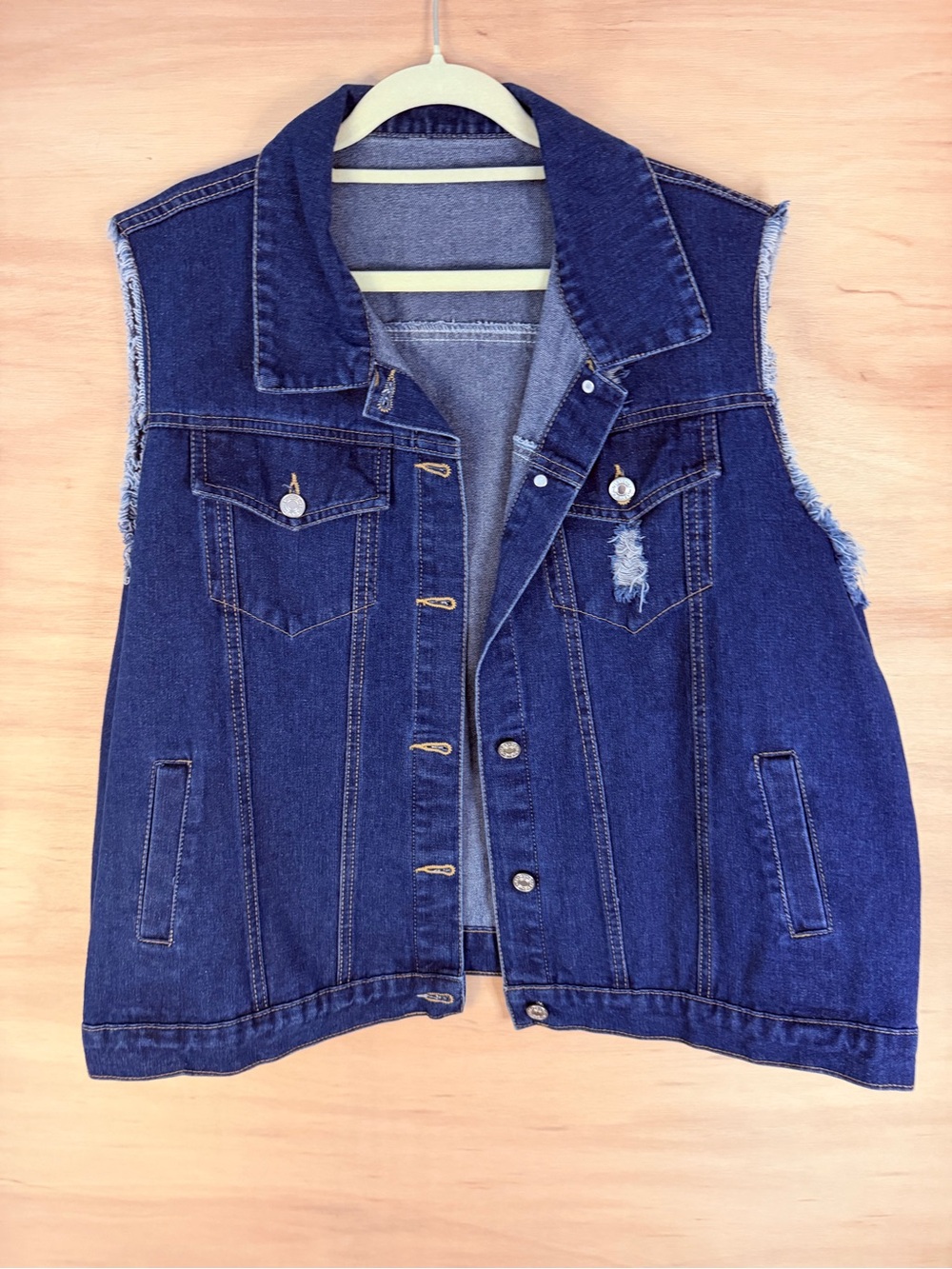 Source Unknown Dark Blue Denim Vest - Sleeveless Jean Jacket